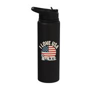 I Love USA Drapeau américain Liberty Tribute Stainless Steel Insulated Water Bottle