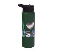 I Love USA Liberty Eagle Drapeau Cœur Stainless Steel Insulated Water Bottle