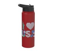 I Love USA Liberty Eagle Drapeau Cœur Stainless Steel Insulated Water Bottle