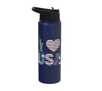 I Love USA Liberty Eagle Drapeau Cœur Stainless Steel Insulated Water Bottle