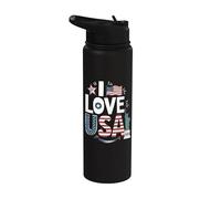 I Love USA Stars Drapeau de la Liberté Stainless Steel Insulated Water Bottle