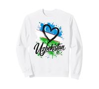 I Love Uzbekistan Drapeau de Voyage en Forme de cœur Motif Vacances Sweatshirt