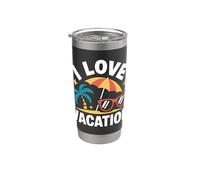 I Love Vacation Palm Tree Lunettes de soleil amusantes Gobelet isotherme en acier inoxydable double paroi