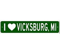 I Love Vicksburg Michigan Metal Wall Decor City Limit Sign