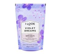 I Love Violet Dreams Scented Bath Salts, With 99% Naturally Derived Ingredients Including ACB Bio-Water Bamboo, Lightly Fragranced Leaving Skin Feeling Silky & Smooth, Vegan-Friendly - 500g