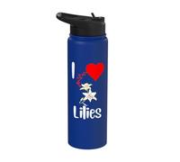 I love white lys flowers hearts and white petals bloom Stainless Steel Insulated Water Bottle