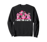 I Love You A Latte Pink Buffalo Plaid Decor Valentines GNOME Sweatshirt