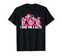 I Love You A Latte Pink Buffalo Plaid Decor Valentines GNOME T-Shirt