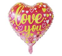I Love You Ballon en aluminium en forme de cœur 45 cm - Ballon de fête rouge et doré - Gonflable à l'air ou à l'hélium - Auto-scellant - Parfait pour mariage, anniversaire, Saint-Valentin et