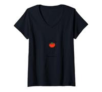I Love You from My Head Tomatoes Funny Valentin's T-Shirt avec Col en V, Femme, Noir, L
