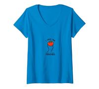 I Love You from My Head Tomatoes Funny Valentin's T-Shirt avec Col en V, Femme, Saphir, XL