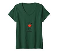 I Love You from My Head Tomatoes Funny Valentin's T-Shirt avec Col en V, Femme, Vert Forêt, XXL