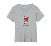 I Love You from My Head Tomatoes Funny Valentin's T-Shirt, Femme Grandes Tailles, Gris Chiné, 4X