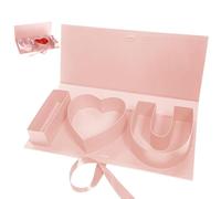 I Love You Heart-Shaped Gift Box, Empty Fillable Cardboard Letter Box with Ribbon Closure, I Heart U Design Red Packaging for Flowers, Chocolate, Candy, Romantic Presents for Valentine's Day, Annivers