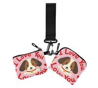 I Love You Lot de 2 porte-monnaie de Saint-Valentin pour femme avec fermeture éclair et poche à monnaie pour femme, Je t'aime saint valentin chien, Moderne