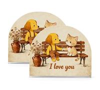 I Love You Lot de 2 porte-serviettes en acrylique marron rétro pour cocktail de ferme - Décoration d'intérieur pour cocktail de ferme