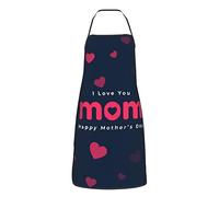 I Love You Mom Happy Mother's Day Tablier pour Hommes Femmes avec 2 Poches, Tabliers Réglables Imperméables Hawaïens pour la Cuisine