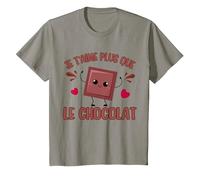 I Love You More Than Chocolate Chocolat Saint-Valentin T-Shirt, Enfant, Ardoise, 3 Ans