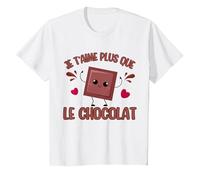 I Love You More Than Chocolate Chocolat Saint-Valentin T-Shirt, Enfant, Blanc, 8 Ans