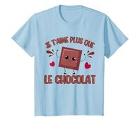 I Love You More Than Chocolate Chocolat Saint-Valentin T-Shirt, Enfant, Bleu Céleste, 10 Ans