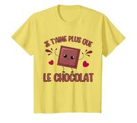 I Love You More Than Chocolate Chocolat Saint-Valentin T-Shirt, Enfant, Citron, 8 Ans