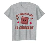 I Love You More Than Chocolate Chocolat Saint-Valentin T-Shirt, Enfant, Gris Chiné, 2 Ans