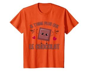 I Love You More Than Chocolate Chocolat Saint-Valentin T-Shirt, Enfant, Orange, 10 Ans