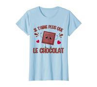 I Love You More Than Chocolate Chocolat Saint-Valentin T-Shirt, Femme, Bleu Céleste, XL