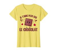 I Love You More Than Chocolate Chocolat Saint-Valentin T-Shirt, Femme, Citron, L
