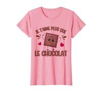 I Love You More Than Chocolate Chocolat Saint-Valentin T-Shirt, Femme, Rose, XL