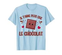 I Love You More Than Chocolate Chocolat Saint-Valentin T-Shirt, Homme, Bleu Céleste, XXL