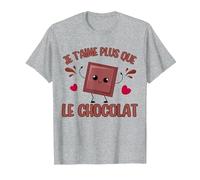 I Love You More Than Chocolate Chocolat Saint-Valentin T-Shirt, Homme, Gris Chiné, 4XL