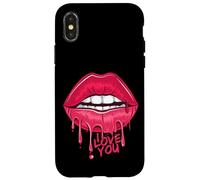 I Love You T-Shirt, Pink Lips, Women Printed Design Lips Coque pour iPhone X/XS
