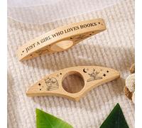 I Love You to The Moon and Back - Support de page de livre personnalisé, cadeau pour amoureux de livres, support de page en bois (Just A Girl WHO Loves Books-Noyer)