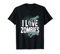 I Love Zombies Mains effrayantes en Forme de Globe oculaire T-Shirt Graphique avec Valeur, Homme, Noir, M