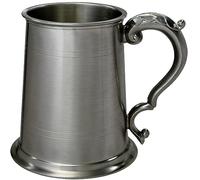 I LUV LTD Étain Chope 1 Pinte Lignes doubles Détail de Finition Antique en Haut et en Bas du Corps Poignée de Défilement