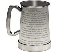 I LUV LTD Une Pinte Chope de Shilling du Roi Fond en Verre Fait Main Chope en Étain Anglais avec Poignée en Forme de C - Chope de Bière avec Texte Personnalisé Gravé