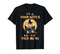 I’m a Good Witch My Cat Told Me So Golden British Hallowwen T-Shirt Graphique avec Valeur