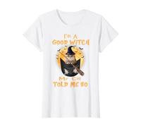 I’m a Good Witch My Cat Told Me So Golden British Hallowwen T-Shirt Graphique avec Valeur