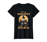 I’m a Good Witch My Cat Told Me So Golden British Hallowwen T-Shirt Graphique avec Valeur