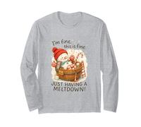 I’m Fine This is Fine Snowman Just Having A Meltdown Manche Longue