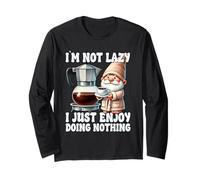 I`m Not Lazy I Just Enjoy Doing Nothing Funny Coffee Gnome Manche Longue