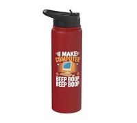 I Make Computer Beep Boop Funny Software Engineer Coding Stainless Steel Insulated Water Bottle