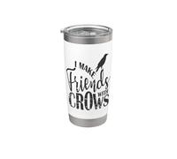 I make Friends with Crows Corbeau oiseau corbeau Gobelet isotherme en acier inoxydable double paroi