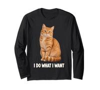 I Make What I Want Funny Orange Tabby Cat Lovers Mom Dad Manche Longue