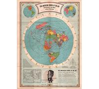 I MAPS 1944 Carte de la Terre plate de l'école américaine de l'air - Taille - 110 x 85 cm - Papier laminé