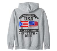 I May Live in The USA Histoire de Porto Rico Sweat à Capuche