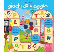 I miei primi giochi da viaggio. Con 2 dadi. Con 4 giochi. Con 6 pedine adesive. Con 4 tabelloni