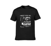 I Might Look Like Im Listening to You But in My Head Im Playing Guitar Unisex T-Shirt Printed Tee Graphic Top Men Shirt Black XXL