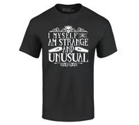 I Myself Am Strange and Unusual Halloween Tee Round Neck Unisex Tops Men's 100% Cotton Short-Sleeve T-Shirts XXXL